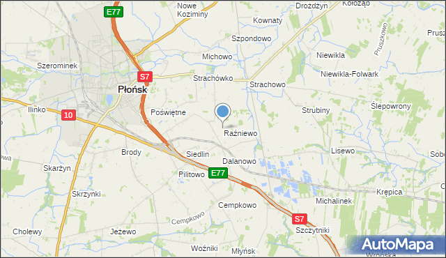 mapa Raźniewo, Raźniewo na mapie Targeo