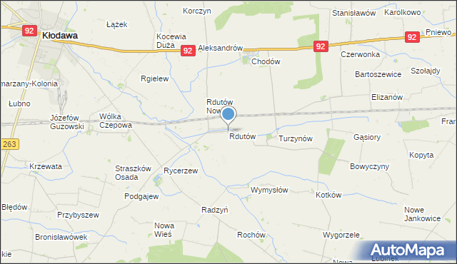 mapa Rdutów, Rdutów gmina Chodów na mapie Targeo