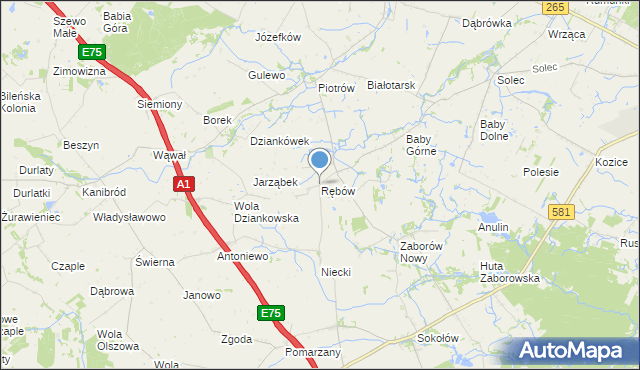 mapa Rębów, Rębów gmina Gostynin na mapie Targeo