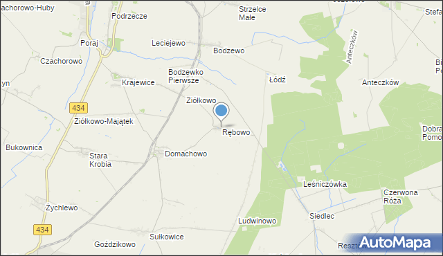 mapa Rębowo, Rębowo gmina Piaski na mapie Targeo