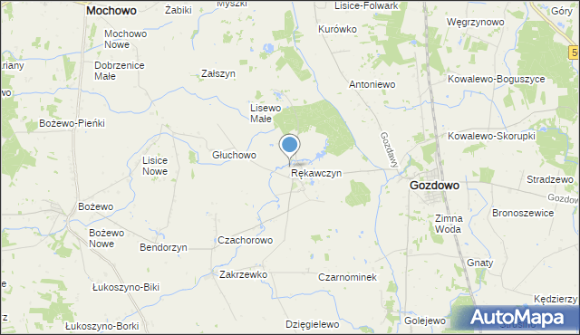 mapa Rękawczyn, Rękawczyn gmina Gozdowo na mapie Targeo