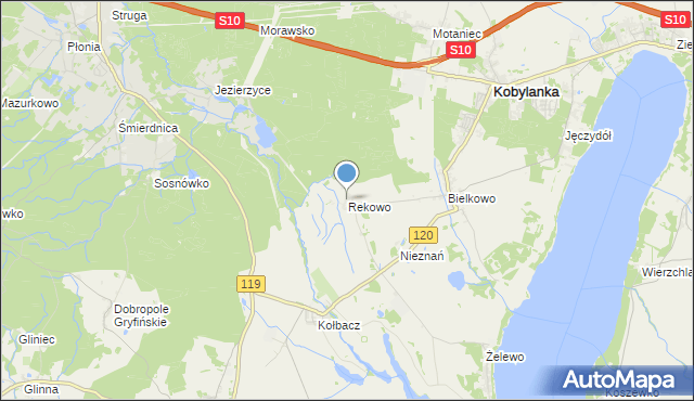 mapa Rekowo, Rekowo gmina Kobylanka na mapie Targeo