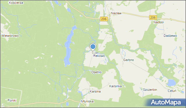 mapa Rekowo, Rekowo gmina Polanów na mapie Targeo