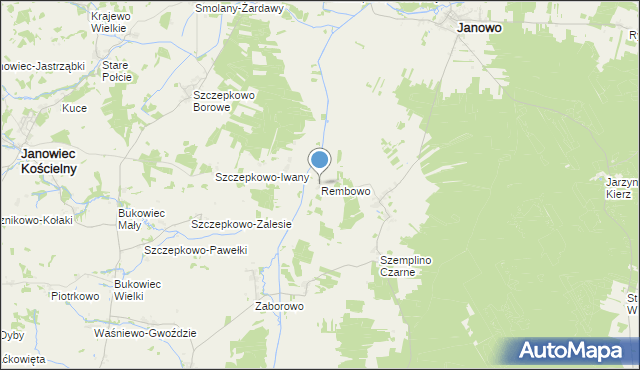 mapa Rembowo, Rembowo gmina Janowo na mapie Targeo