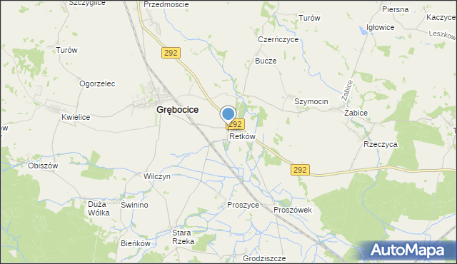 mapa Retków, Retków gmina Grębocice na mapie Targeo