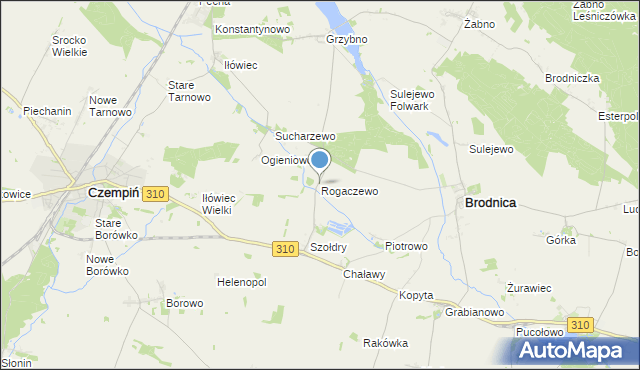 mapa Rogaczewo, Rogaczewo gmina Brodnica na mapie Targeo