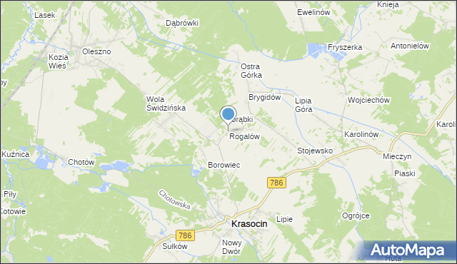 mapa Rogalów, Rogalów gmina Krasocin na mapie Targeo