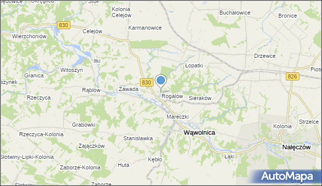 mapa Rogalów, Rogalów gmina Wąwolnica na mapie Targeo