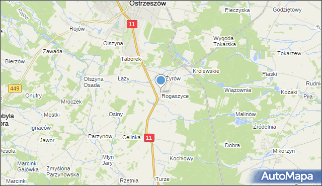 mapa Rogaszyce, Rogaszyce gmina Ostrzeszów na mapie Targeo
