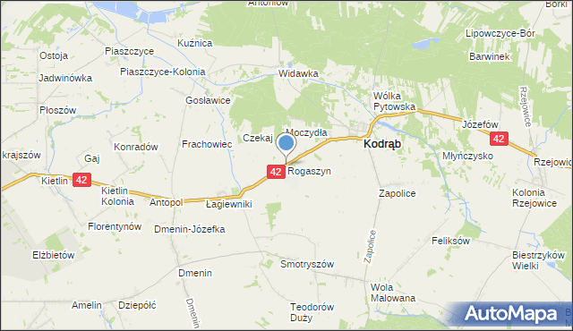 mapa Rogaszyn, Rogaszyn gmina Kodrąb na mapie Targeo
