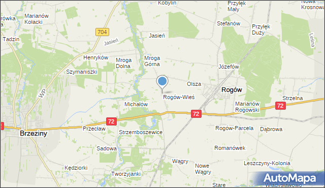 mapa Rogów-Wieś, Rogów-Wieś na mapie Targeo