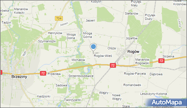 mapa Rogów-Wieś, Rogów-Wieś na mapie Targeo