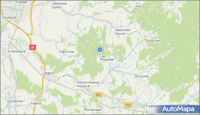 mapa Rogówek, Rogówek gmina Kłodzko na mapie Targeo