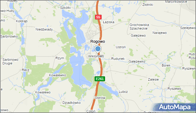 mapa Rogówko, Rogówko gmina Rogowo na mapie Targeo