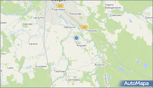 mapa Rogowo, Rogowo gmina Białogard na mapie Targeo