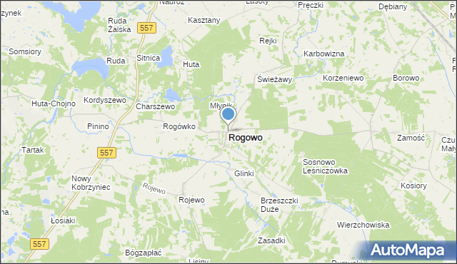 mapa Rogowo, Rogowo powiat rypiński na mapie Targeo