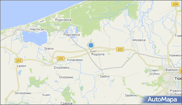 mapa Rogozina, Rogozina na mapie Targeo