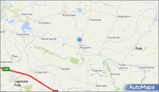 mapa Rogoźnik, Rogoźnik gmina Ruja na mapie Targeo