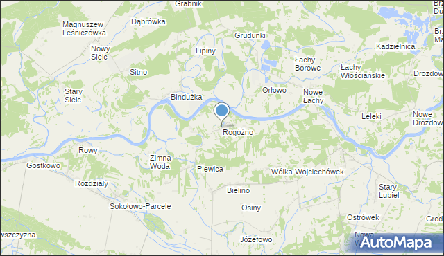 mapa Rogóźno, Rogóźno gmina Rząśnik na mapie Targeo