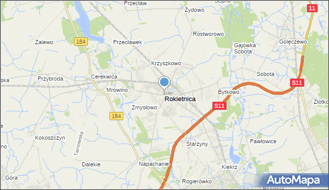 mapa Rokietnica, Rokietnica powiat poznański na mapie Targeo