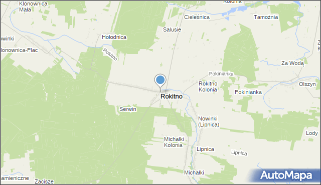 mapa Rokitno, Rokitno powiat bialski na mapie Targeo