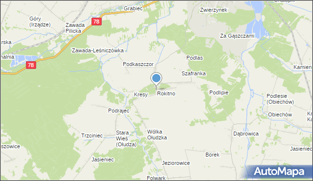 mapa Rokitno, Rokitno gmina Szczekociny na mapie Targeo