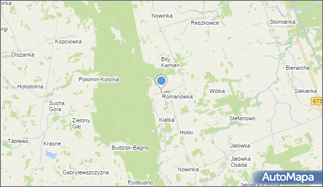 mapa Romanówka, Romanówka gmina Sidra na mapie Targeo