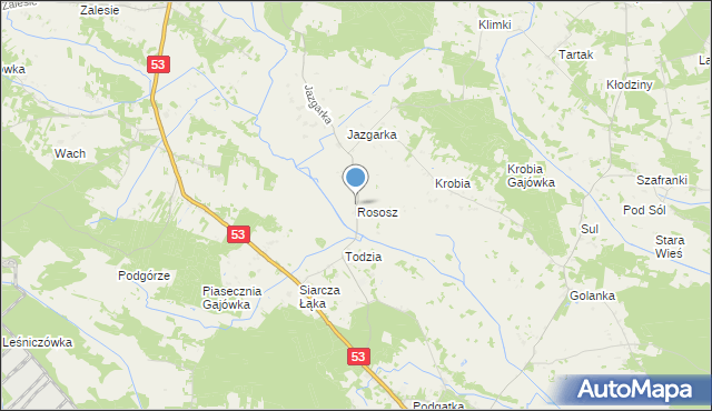 mapa Rososz, Rososz gmina Kadzidło na mapie Targeo