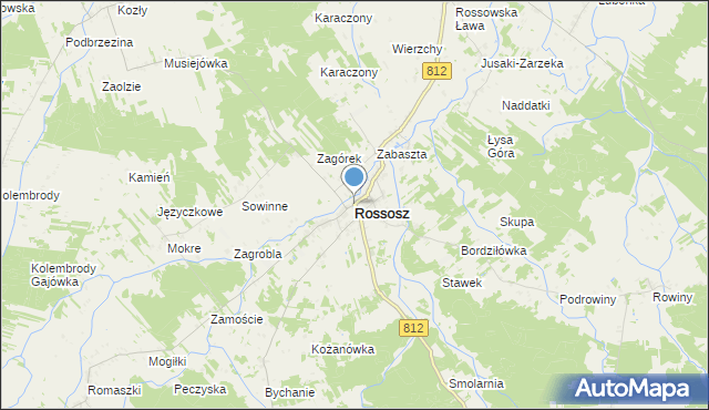 mapa Rossosz, Rossosz powiat bialski na mapie Targeo