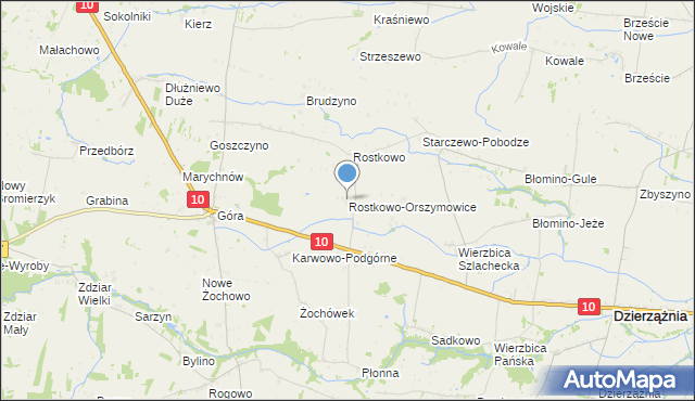 mapa Rostkowo-Orszymowice, Rostkowo-Orszymowice na mapie Targeo