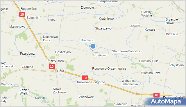 mapa Rostkowo, Rostkowo gmina Staroźreby na mapie Targeo