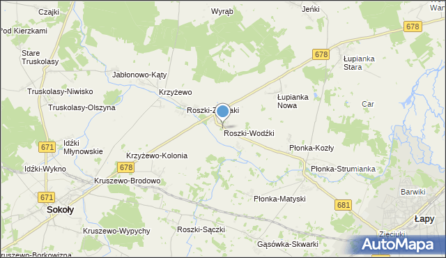 mapa Roszki-Wodźki, Roszki-Wodźki na mapie Targeo