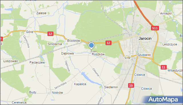 mapa Roszków, Roszków gmina Jarocin na mapie Targeo