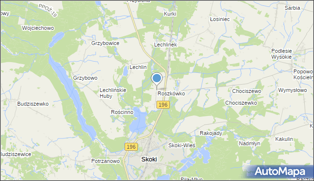 mapa Roszkówko, Roszkówko gmina Skoki na mapie Targeo