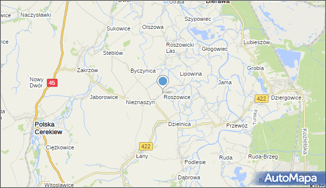 mapa Roszowice, Roszowice na mapie Targeo