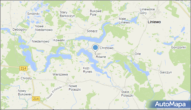 mapa Równe, Równe gmina Liniewo na mapie Targeo