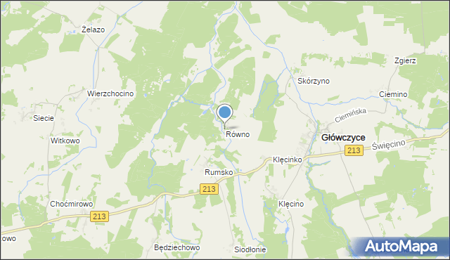mapa Równo, Równo gmina Główczyce na mapie Targeo