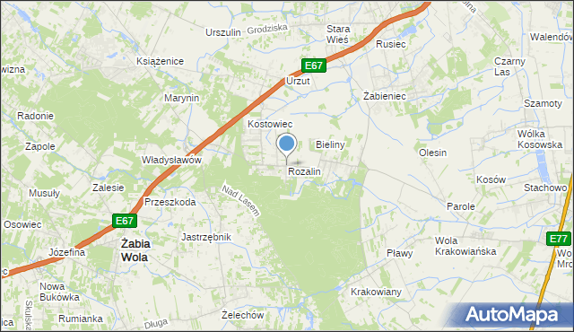 mapa Rozalin, Rozalin gmina Nadarzyn na mapie Targeo