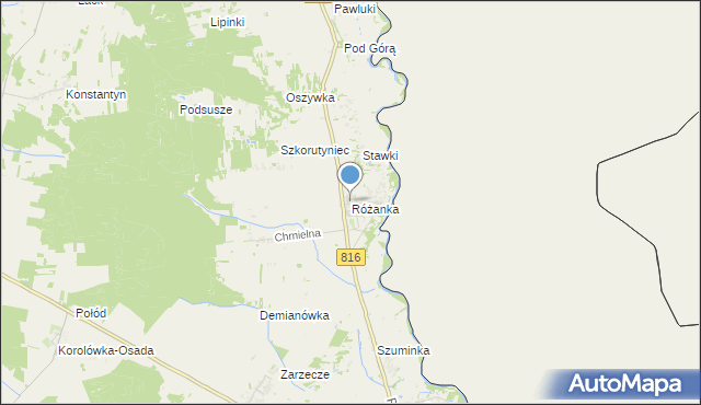 mapa Różanka, Różanka gmina Włodawa na mapie Targeo