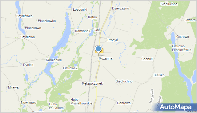 mapa Różanna, Różanna gmina Orchowo na mapie Targeo