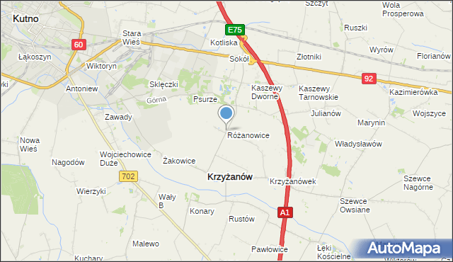 mapa Różanowice, Różanowice na mapie Targeo