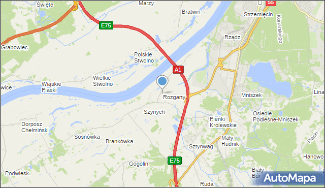 mapa Rozgarty, Rozgarty gmina Grudziądz na mapie Targeo