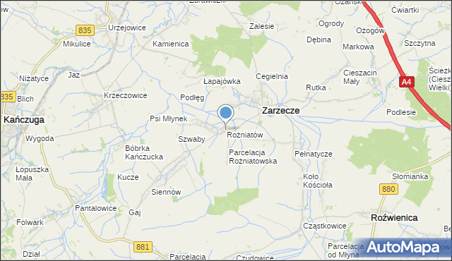 mapa Rożniatów, Rożniatów gmina Zarzecze na mapie Targeo