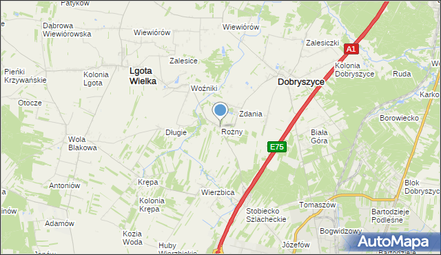 mapa Rożny, Rożny na mapie Targeo