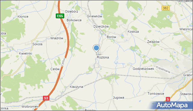 mapa Roztoka, Roztoka gmina Dobromierz na mapie Targeo