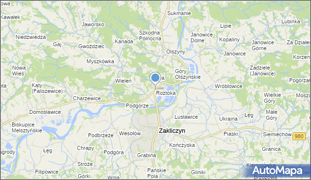 mapa Roztoka, Roztoka gmina Zakliczyn na mapie Targeo