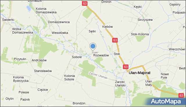 mapa Rozwadów, Rozwadów gmina Ulan-Majorat na mapie Targeo