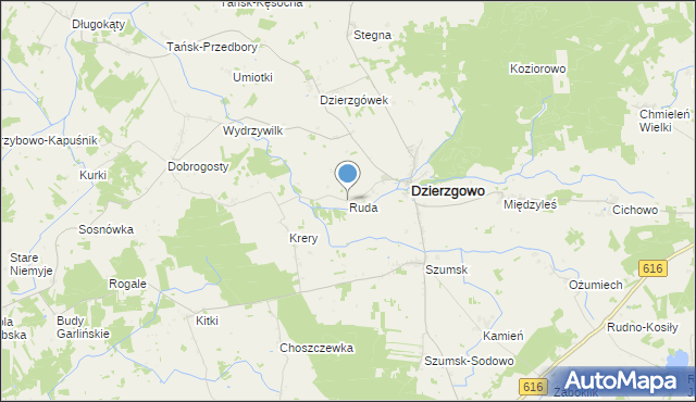 mapa Ruda, Ruda gmina Dzierzgowo na mapie Targeo