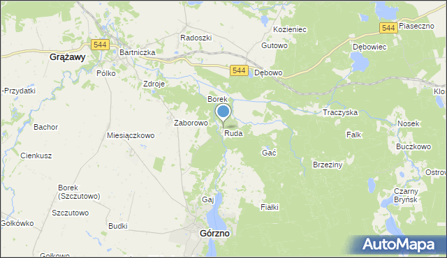 mapa Ruda, Ruda gmina Górzno na mapie Targeo