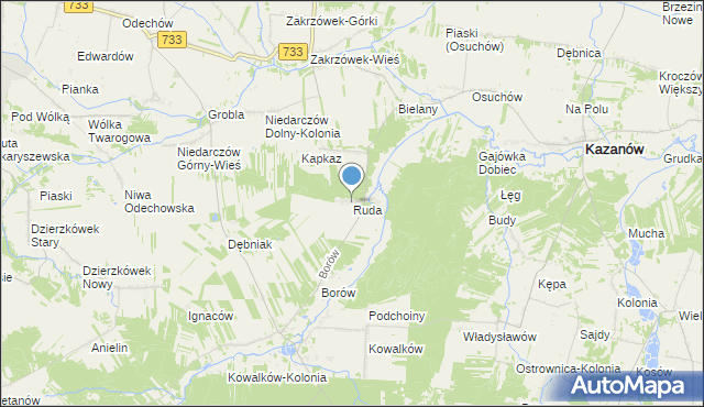 mapa Ruda, Ruda gmina Kazanów na mapie Targeo